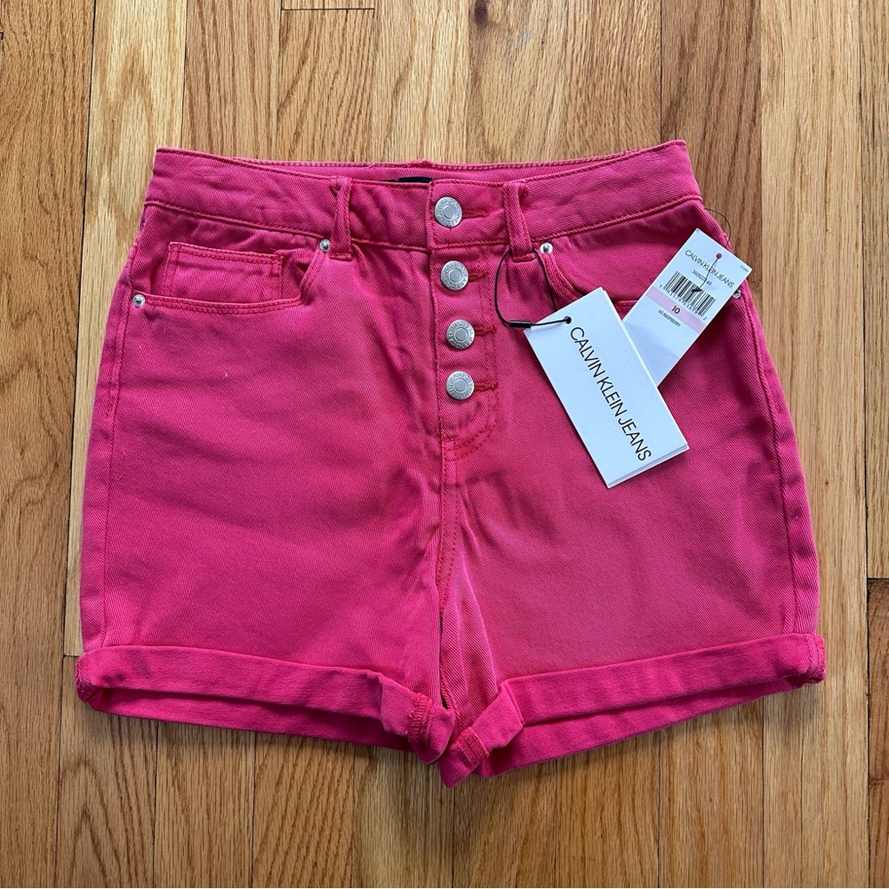 NWT Calvin Klein High Rise Boy Shorts in Raspberry Pink size 10